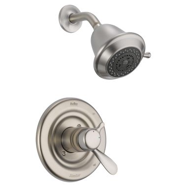 Click here to see Delta T17230-SS Delta Classic Monitor 17 Series Two-Handle Shower Faucet with Volume Control, 5-Setting Rain Showerhead, 1.75 GPM, Lever Handles, Stainless - T17230-SS