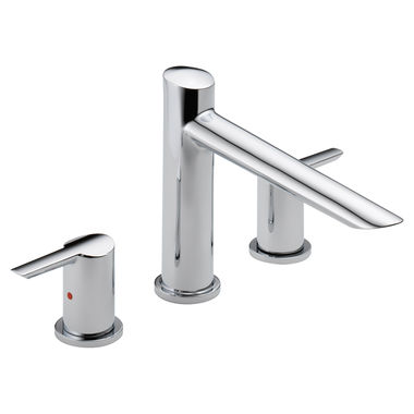 Click here to see Delta T2761 Delta Compel Two-Handle Roman Tub Faucet Trim, Straight Spout, Lever Handles, ADA-Compliant, Chrome - T2761