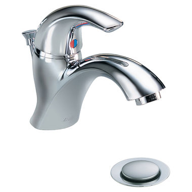 Click here to see Delta 22C801 Delta 22C801 Tech Single Control Cast Lavatory Faucet, 1 Hole, Metal Pop-Up, Vandal-Resistant Aerator Outlet, Chrome