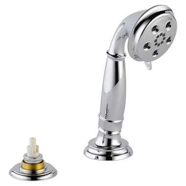 Click here to see Delta RP72767LHP Delta Cassidy Roman Tub Deck Mount Hand Shower with Ledge or Wall-Mount Transfer Valve, 1.75 GPM, 80 PSI, WaterSense, Chrome - RP72767LHP