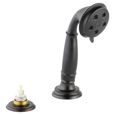 Click here to see Delta RP72767RBLHP Delta Cassidy Roman Tub Deck Mount Hand Shower with Ledge or Wall-Mount Transfer Valve, 1.75 GPM, 80 PSI, WaterSense, Venetian Bronze - RP72767RBLHP
