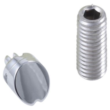 Click here to see Delta RP72561 Delta Cassidy Chrome Button and Set Screw for H595 Cross Handle, H597 Lever Handle, and H598 French Curve Lever Handle - RP72561