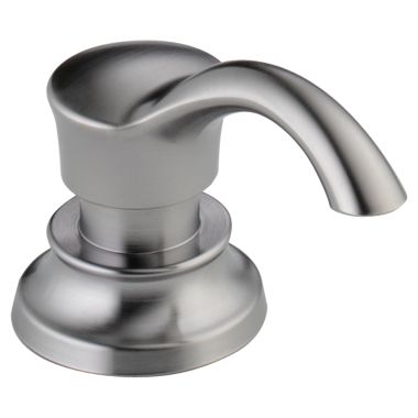 Click here to see Delta RP71543AR Delta Cassidy Arctic Stainless Soap/Lotion Dispenser with Refill Funnel, 13oz Capacity, 2-1/2in Deck Thickness - RP71543AR