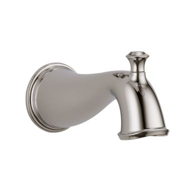 Click here to see Delta RP72565PN Delta Cassidy 7in Polished Nickel Tub Spout with Pull-Up Diverter, Wall-Mount, Single-Hole Installation, Metal Construction, Brilliance Finish - RP72565PN