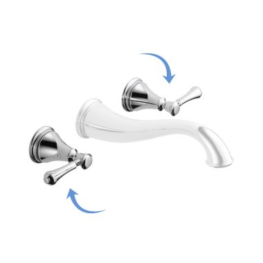 Click here to see Delta RP72727 Delta Cassidy Chrome Metal Lever Handle Kit for T3597LF-WL and 3597LF-WL Two-Handle Wall Mount Bathroom Faucet - RP72727