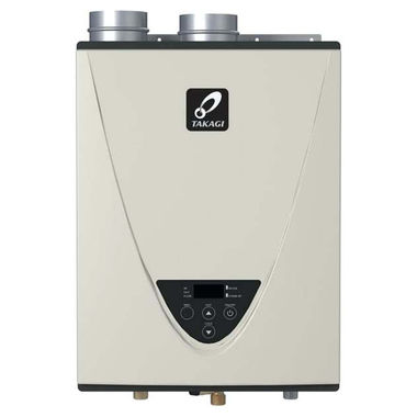 Click here to see Takagi T-H3J-DV-N Takagi Natural Gas Tankless Water Heater, Condensing, Indoor, 160,000 BTU, Ultra-Low NOx, 3/4-inch NPT Connection - T-H3J-DV-N