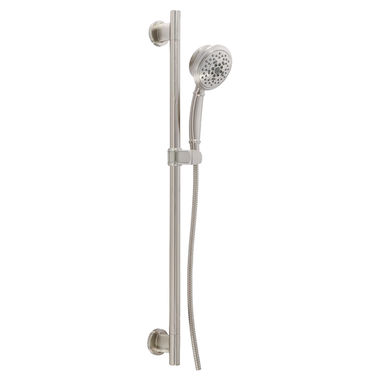 Click here to see Danze D461736BN Danze Versa 30in Slide Bar with Five-Function Florin Hand Shower and 72in Metal Hose, D-Force Technology, 2.5 GPM, Brushed Nickel - D461736BN