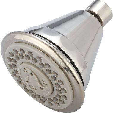 Click here to see Pioneer X-6400001-BN Pioneer 3-3/8in Four-Function Round Shower Head, 2.5 GPM, Rub-Clean Anti-Scale Spray, PVD Brushed Nickel - X-6400001-BN