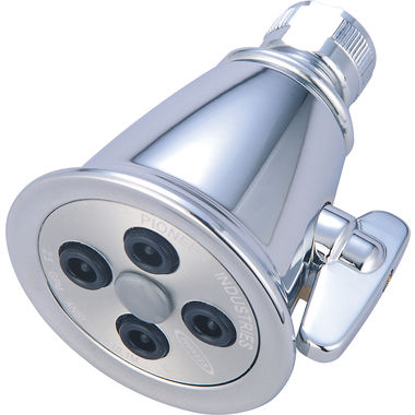 Click here to see Pioneer X-6400014 Pioneer Brentwood 2-1/2in Dual-Function Heavy Brass Shower Head, Brass Ball Swivel Joint , Side Spray Adjustment, 2.5GPM, Chrome - X-6400014