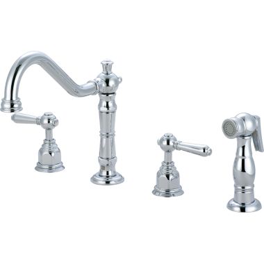 Click here to see Pioneer 2AM201 Pioneer Americana Two Handle Widespread Kitchen Faucet w/ Side Spray, Chrome - 2AM201