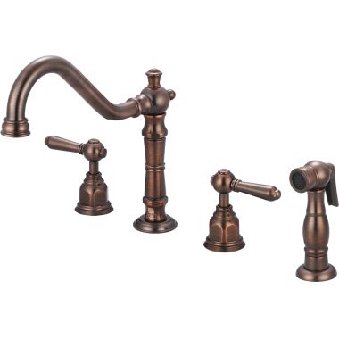 Click here to see Pioneer 2AM201-ORB Pioneer Americana Two Handle Widespread Kitchen Faucet w/ Side Spray, Oil Rubbed Bronze - 2AM201-ORB