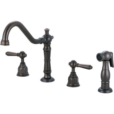 Click here to see Pioneer 2AM201-TB Pioneer Americana Two Handle Widespread Kitchen Faucet w/ Side Spray, Tuscany Bronze - 2AM201-TB
