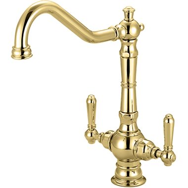 Click here to see Pioneer 2AM400-PB Pioneer Americana Two Handle Kitchen Faucet, 1 Hole, Polished Brass - 2AM400-PB