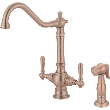 Click here to see Pioneer 2AM401-GR Pioneer 2AM401-GR Golden Rose Americana Two Handle Kitchen Widespread Faucet
