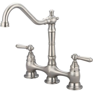 Click here to see Pioneer 2AM500-BN Pioneer Americana Two-Handle Bridge Kitchen Faucet, Brushed Nickel - 2AM500-BN