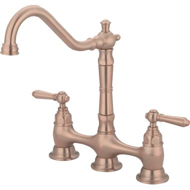 Click here to see Pioneer 2AM500-GR Pioneer Americana Two-Handle Bridge Kitchen Faucet, Golden Rose - 2AM500-GR