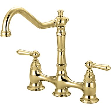 Click here to see Pioneer 2AM500-PB Pioneer Americana Two-Handle Bridge Kitchen Faucet, Polished Brass - 2AM500-PB