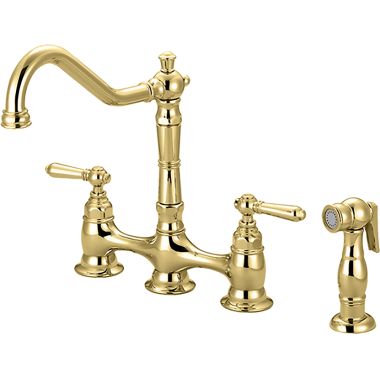 Click here to see Pioneer 2AM501-PB Pioneer 2AM501-PB Americana Two-Handle Kitchen Bridge Faucet - Polished Brass 