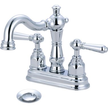 Click here to see Pioneer 3AM100 Pioneer Americana Centerset Bathroom Faucet with Pop-Up Drain, Two-Handle, 1.5 GPM, Metal Lever Handle, ADA, PVD Polished Chrome - 3AM100