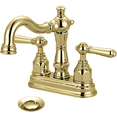 Click here to see Pioneer 3AM100-PB Pioneer Americana Centerset Bathroom Faucet with Pop-Up Drain, Two-Handle, 1.5 GPM, Metal Lever Handle, ADA, PVD Polished Brass - 3AM100-PB