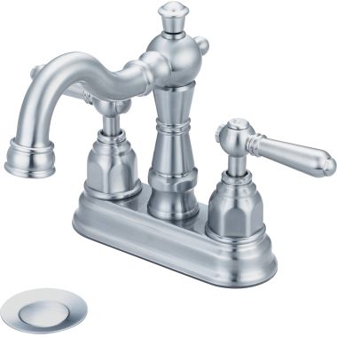 Click here to see Pioneer 3AM100-SS Pioneer Americana Centerset Bathroom Faucet with Pop-Up Drain, Two-Handle, 1.5 GPM, Metal Lever Handle, ADA, PVD Stainless Steel - 3AM100-SS