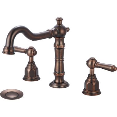 Click here to see Pioneer 3AM400-ORB Pioneer Americana Widespread Bathroom Faucet with Pop-Up Drain, Two-Handle, 1.2 GPM, Metal Lever Handle, ADA, Oil-Rubbed Bronze - 3AM400-ORB