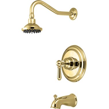 Click here to see Pioneer 4AM100T-PB Pioneer Americana One Handle Polished Brass Tub/Shower Trim, Single-Function, 1.75 GPM, Lever Handle, WaterSense, ADA - 4AM100T-PB