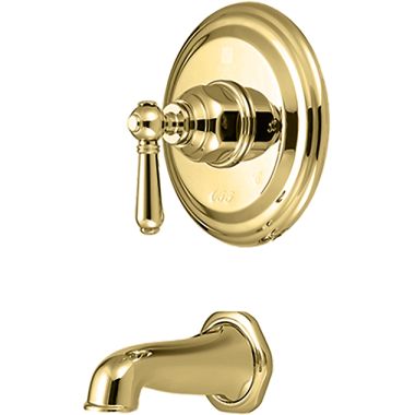 Click here to see Pioneer 4AM200T-PB Pioneer Americana Single-Handle Wall-Mount Polished Brass Tub Faucet Trim Set, Metal Lever Handle, ADA Compliant - 4AM200T-PB