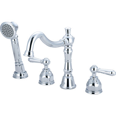 Click here to see Pioneer 4AM611 Pioneer Americana Two-Handle Chrome Roman Tub Set with Handheld Shower, 1-Function Hand Shower, Metal Lever Handles, ADA Compliant - 4AM611