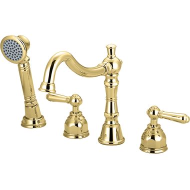 Click here to see Pioneer 4AM611-PB Pioneer Americana Two-Handle Polished Brass Roman Tub Faucet Trim with Rough-In, 1-Function Hand Shower, Lever Handles, ADA Compliant - 4AM611-PB