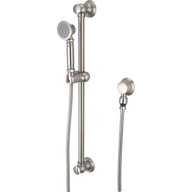 Click here to see Pioneer 6AM400-BN Pioneer Americana Single-Function Handheld Shower Set with 25-1/4in Slide Bar, Round, 2.5 GPM, ADA-Compliant, Brushed Nickel - 6AM400-BN