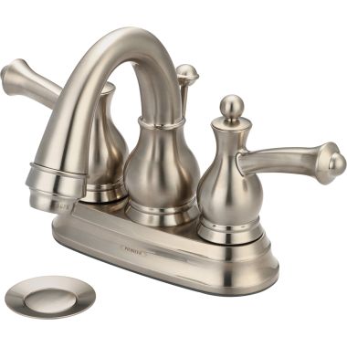 Click here to see Pioneer 3BL100-BN Pioneer Bellaire Centerset Bathroom Faucet with Pop-Up Drain, Two-Handle, 1.5 GPM, Metal Lever Handle, ADA, PVD Brushed Nickel - 3BL100-BN