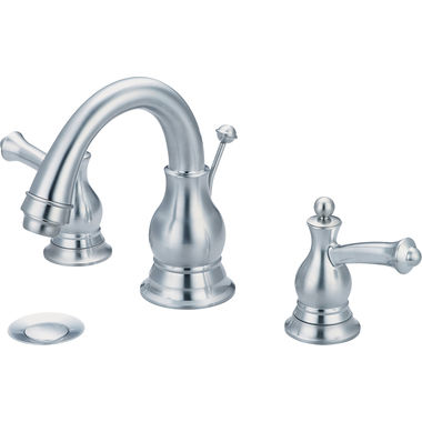 Click here to see Pioneer 3BL200-SS Pioneer Bellaire Widespread C-Spout Bathroom Faucet with Pop-Up Drain, Two-Handle, 1.5 GPM, Metal Lever Handle, ADA, PVD Stainless Steel - 3BL200-SS