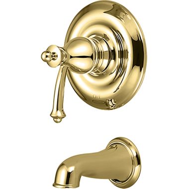 Click here to see Pioneer 4BL200T-PB Pioneer Bellaire Single Handle Wall-Mount Polished Brass Tub Faucet Trim Set, Metal Lever Handle, ADA Compliant - 4BL200T-PB