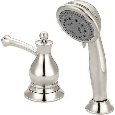 Click here to see Pioneer 6BL820-BN Pioneer Bellaire Five-Function Deck-Mount Brushed Nickel Roman Tub Handheld Shower Set, Round, Metal Lever Handle, 2.5 GPM, ADA - 6BL820-BN