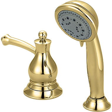 Click here to see Pioneer 6BL820-PB Pioneer Bellaire Five-Function Deck-Mount Polished Brass Roman Tub Handheld Shower Set, Round, Metal Lever Handle , 2.5 GPM, ADA - 6BL820-PB