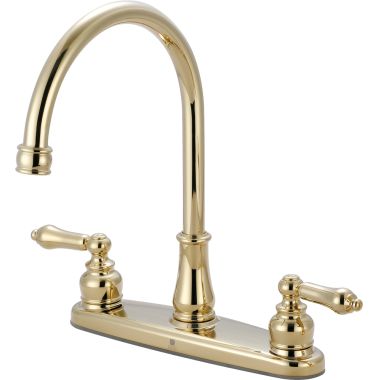 Click here to see Pioneer 2BR100-PB Pioneer Brentwood Two-Handle Kitchen Faucet, Lever Handles, Polished Brass - 2BR100-PB