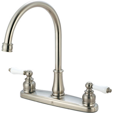 Click here to see Pioneer 2BR110-BN Pioneer Brentwood Two-Handle Kitchen Faucet, Porcelain Lever Handles, Brushed Nickel - 2BR110-BN