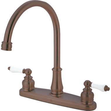 Click here to see Pioneer 2BR110-ORB Pioneer Brentwood Two-Handle Kitchen Faucet, Porcelain Lever Handles, Oil Rubbed Bronze - 2BR110-ORB