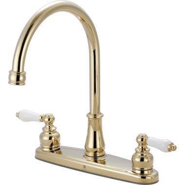 Click here to see Pioneer 2BR110-PB Pioneer 2BR110-PB Two-Handle Kitchen Faucet In An Elegant Polished Brass Finish