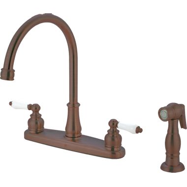 Click here to see Pioneer 2BR111-ORB Pioneer Brentwood Two-Handle Kitchen Faucet w/ Side Spray, Porcelain Lever Handles, Oil Rubbed Bronze - 2BR111-ORB