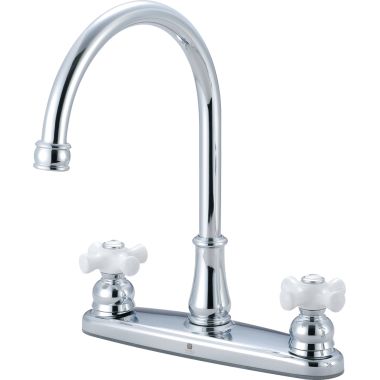Click here to see Pioneer 2BR120 Pioneer Brentwood Two-Handle Kitchen Faucet, Porcelain Cross Handles, Chrome - 2BR120