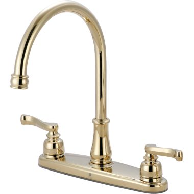 Click here to see Pioneer 2BR130-PB Pioneer Brentwood Two-Handle Kitchen Faucet, Beaux Lever Handles, Polished Brass - 2BR130-PB