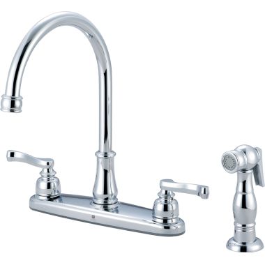 Click here to see Pioneer 2BR131 Pioneer Brentwood Two-Handle Kitchen Faucet w/ Side Spray, Beaux Lever Handles, Chrome - 2BR131