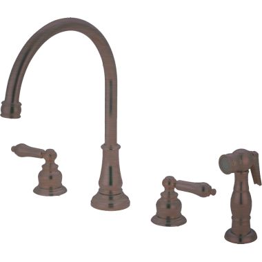 Click here to see Pioneer 2BR201-ORB Pioneer Brentwood Two-Handle Widespread Kitchen Faucet w/ Side Spray, Lever Handles, Oil Rubbed Bronze  - 2BR201-ORB