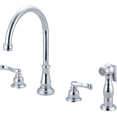 Click here to see Pioneer 2BR231 Pioneer Brentwood Two-Handle Widespread Kitchen Faucet w/ Side Spray, Beaux Lever Handles, Chrome - 2BR231
