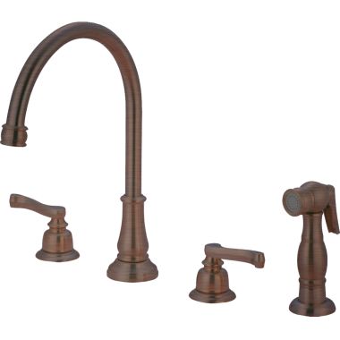 Click here to see Pioneer 2BR231-ORB Pioneer Brentwood Two-Handle Widespread Kitchen Faucet w/ Side Spray, Beaux Lever Handles, Oil Rubbed Bronze - 2BR231-ORB
