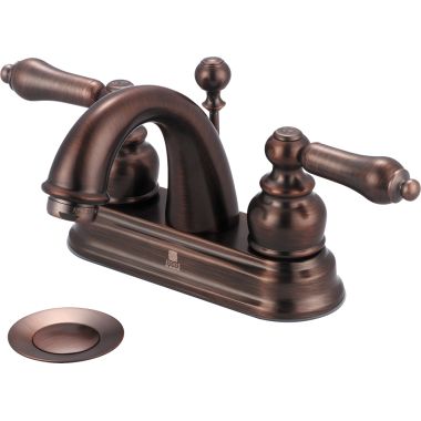 Click here to see Pioneer 3BR200-ORB Pioneer Brentwood Centerset C-Spout Bathroom Faucet with Pop-Up Drain, Two-Handle, 1.5 GPM, Metal Lever Handle, ADA, Oil-Rubbed Bronze - 3BR200-ORB