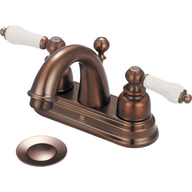 Click here to see Pioneer 3BR210-ORB Pioneer Brentwood Centerset C-Spout Bathroom Faucet with Pop-Up Drain, Two-Handle, 1.5 GPM, Porcelain Lever Handle, ADA, Oil Rubbed Bronze - 3BR210-ORB