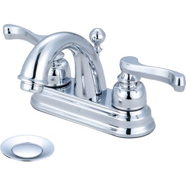 Click here to see Pioneer 3BR230 Pioneer Brentwood Centerset C-Spout Bathroom Faucet with Pop-Up Drain, Two-Handle, 1.5 GPM, Beaux Lever Handle, ADA, PVD Polished Chrome - 3BR230